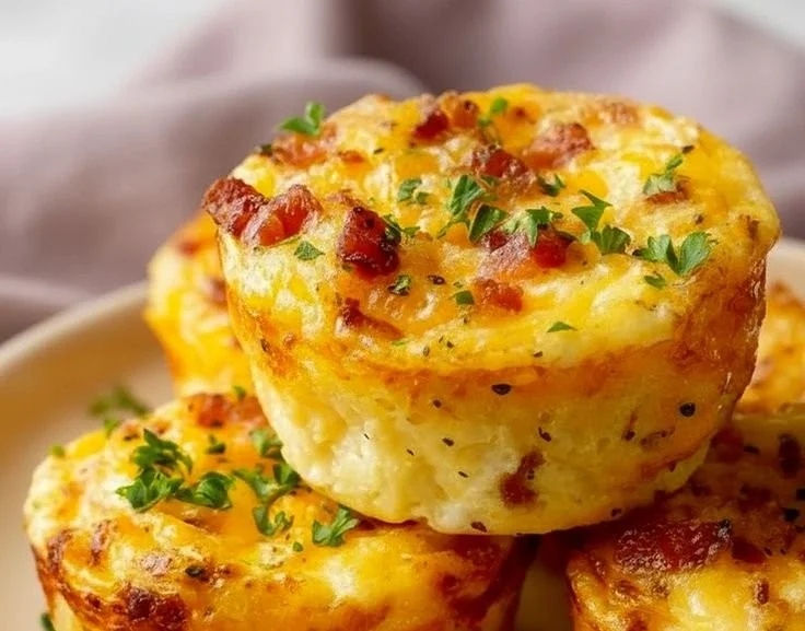 Cheesy muffin tin cottage cheese egg bites ready to eat