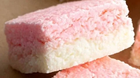 Delicious easy coconut ice dessert made with coconut and sugar