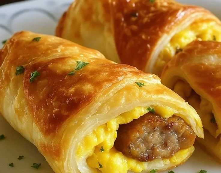 Sausage egg breakfast roll with fresh ingredients and fluffy bread